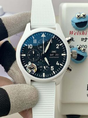 Pilot Chrono IW389105 Lake Tahoe 44.5mm White Cer/RU Black Dial APSF DD69385 Super Clone