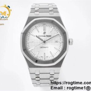 Royal Oak 41mm 15400 SS ZF 1:1 Best Edition White Textured Dial on SS Bracelet SA3120 Super Clone