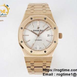 Royal Oak 41mm 15400 RG ZF 1:1 Best Edition White Textured Dial on RG Bracelet SA3120 Super Clone