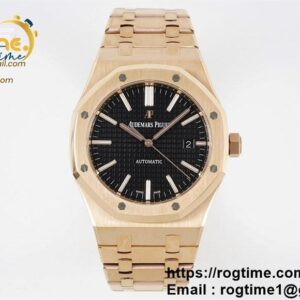 Royal Oak 41mm 15400 RG ZF 1:1 Best Edition Black Textured Dial on RG Bracelet SA3120 Super Clone