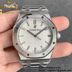 Royal Oak 41mm 15500 SS ZF 1:1 Best Edition White Textured Dial on SS Bracelet A4302 Super Clone