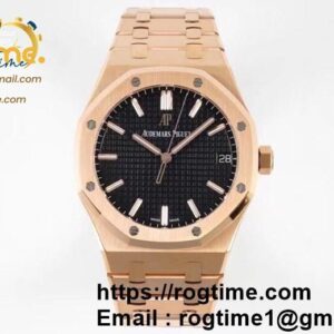 Royal Oak 41mm 15500 RG ZF 1:1 Best Edition Black Textured Dial on RG Bracelet A4302