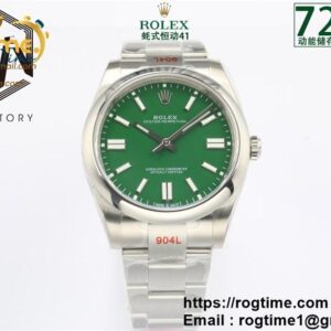 Oyster Perpetual 41mm 124300 EWF V2 Best Edition Green Dial on 904L SS Bracelet A3230