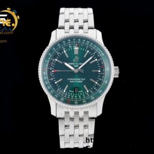 Navitimer SS 41mm TF 1:1 Best Edition White Bezel Green Dial on SS Bracelet A2824