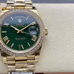 DayDate 40 YG QF Best Edition 904L Steel Green Dial on President Bracelet VR3255 V5 (Gain Weight) Super Clone
