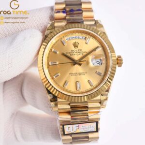 DayDate 40 YG QF Best Edition 904L Steel Gold Dial on President Bracelet VR3255 V5 (Gain Weight) Super Clone