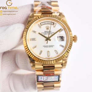 DayDate 40 YG QF Best Edition 904L Steel White Dial on President Bracelet VR3255 V5 (Gain Weight) Super Clone