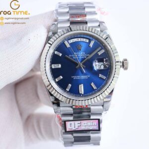 DayDate 40 SS QF Best Edition 904L Steel Blue Dial on President Bracelet VR3255 V5 (Gain Weight) Super Clone
