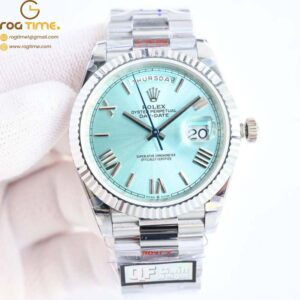 DayDate 40 SS QF Best Edition 904L Steel Ice Blue Dial on President Bracelet VR3255 V5 (Gain Weight) Super Clone