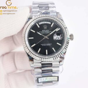 DayDate 40 SS QF Best Edition 904L Steel Black Dial on President Bracelet VR3255 V5 (Gain Weight) Super Clone