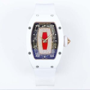 RM07-01 Ladies 31.5mm Red Diamonds Dial on White Rubber Strap ZF CRMA2