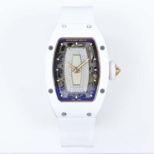 RM07-01 Ladies 31.5mm White Diamonds Dial on White Rubber Strap ZF CRMA2