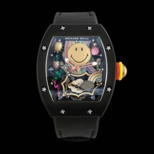 RM88 Smiley 41mm Black Ceramic Skeleton Dial on Black Nylon Strap RMF Tourb