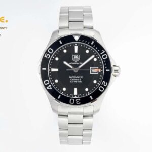 Aquaracer Calibre 5 41.5mm TARF 1:1 Best Edition Black Dial Black Bezel on SS Bracelet SW200
