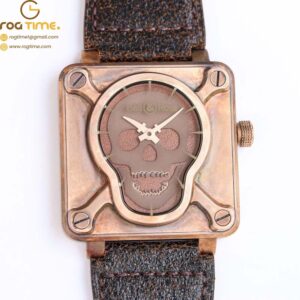 Bell & Ross BR01 Bronze BRSF 1:1 Best Edition Brown Skull Dial on Brown Leather Strap A2836