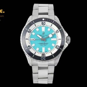 Superocean 44mm Black TF 1:1 Best Edition Turquoise Dial on SS Bracelet A2824