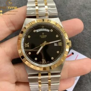 Tudor Royal SS/YG Bezel V7F 1:1 Best Edition Black Dial With Diamonds on SS/YG Bracelet A2834