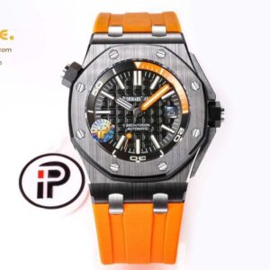 Royal Oak Offshore Diver Forged Carbon IPF Black Checkered Dial on Orange Rubber Strap A3120