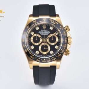 Daytona 116518 Clean Factory 1:1 Best Edition Black Diamonds Dial on Oysterflex Rubber Strap SA4130