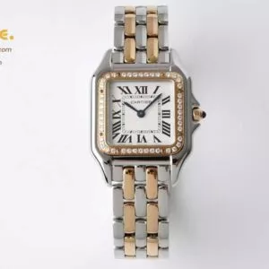 Panthère 27mm BVF 1:1 Best Edition SS/RG White Dial Diamonds Bezel on SS/RG Bracelet Ronda Quartz