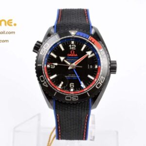 Planet Ocean GMT 45.5mm ETNZ "Deep Black" Real Ceramic VSF 1:1 Best Edition on Black Nylon Strap A8906 Super Clone