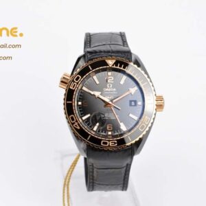 Planet Ocean 45.5mm Deep Gold Black Real Ceramic VSF 1:1 Best Edition on Black Leather Strap A8906 Super Clone