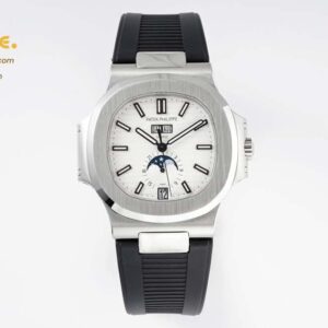 Nautilus 5726 Complicated SS PPF 1:1 Best Edition White Textured Dial on Black Rubber Strap A324