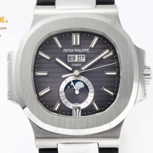 Nautilus 5726 Complicated SS PPF 1:1 Best Edition Gray Textured Dial on Black Rubber Strap A324