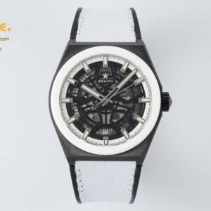 Defy Classic LF 1:1 Best Edition White Bezel Skeleton White Dial on White Nylon Strap A2892