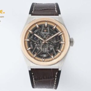 Defy Classic LF 1:1 Best Edition RG Bezel Skeleton RG Dial on Brown Gummy Strap A2892