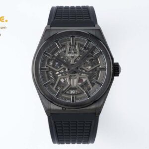 Defy Classic PVD LF 1:1 Best Edition Skeleton Black Dial on Black Rubber Strap A2892