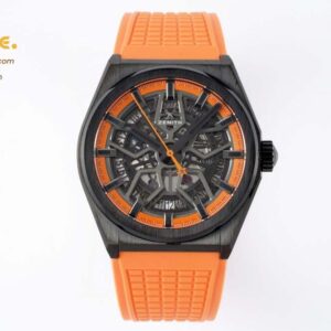 Defy Classic PVD LF 1:1 Best Edition Skeleton Orange Dial on Orange Rubber Strap A2892
