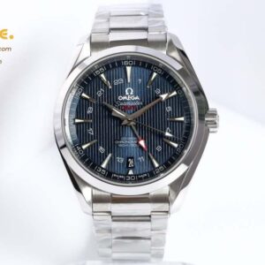 Aqua Terra 150M 43.5mm GMT SS VSF 1:1 Best Edition Blue Textured Dial on SS Bracelet A8605 Super Clone V2