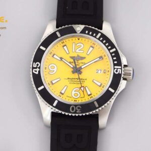 Superocean Automatic 44 TF 1:1 Best Edition Yellow Dial Black Bezel on Black Rubber Strap A2824