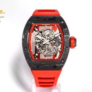 RM055 Real NTPT RMF 1:1 Best Edition Skeleton Red Dial on Red Rubber Strap RMUL2
