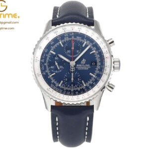 Navitimer Chronograph 41mm SS BLS 1:1 Best Edition Blue Dial White Inner Bezel on SS Bracelet A7750