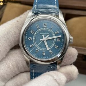Calatrava 6007A SS 3KF 1:1 Best Edition Blue Dial on Blue Leather Strap A324 Super Clone V2