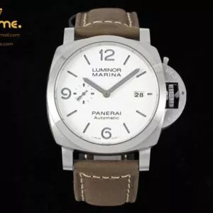 PAM1314 TTF 42mm Luminor Marina Auto1:1 Best Edition White Dial on Brown Leather Strap