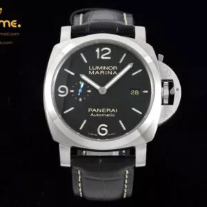 PAM1312 Luminor Marina 44mm TTF 1:1 Best Edition Black Dial on Black Embossed Croc Print Calf Leather Strap A7750