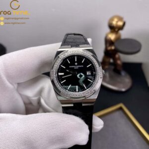 Lady Overseas 1205V RXW Best Edition Black Dial Diamonds Bezel on Black Leather Strap Swiss Quartz