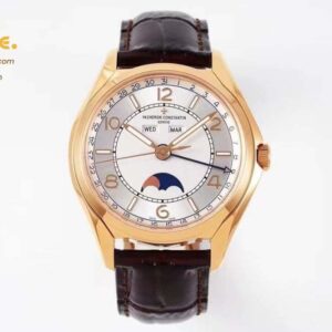 Fiftysix Complete Calendar RG 40mm ZF 1:1 Best Edition White Dial on Brown Leather Strap A2460