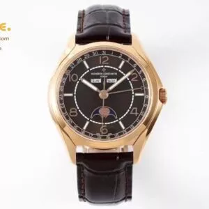 Fiftysix Complete Calendar RG 40mm ZF 1:1 Best Edition Black Dial on Brown Leather Strap A2460