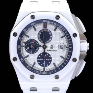 Royal Oak Offshore 44mm White Ceramic APF 1:1 Best Edition White Dial on Rubber Strap A3126