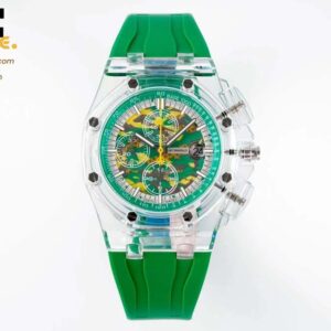 Royal Oak Offshore 44mm Transparent APF Best Edition Green Dial on Green Rubber Strap A3126