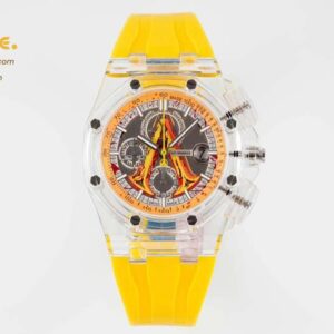 Royal Oak Offshore 44mm Transparent APF Best Edition Yellow Dial on Yellow Rubber Strap A3126