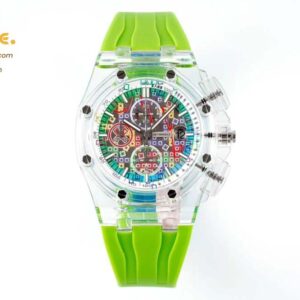 Royal Oak Offshore 44mm Transparent APF Best Edition Colorful Dial on Green Rubber Strap A3126