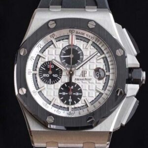 Royal Oak Offshore 44mm SS Ceramic Bezel APF 1:1 Best Edition White Dial on Rubber Strap A3126