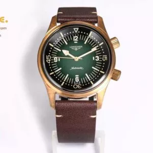 Longines Legend Diver Bronze OSF 1:1 Best Edition Green Dial on Leather Strap A2824