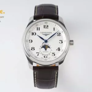 Master Moonphase SS APSF 1:1 Best Edition White Numeral Dial on Brown Leather Strap AL899