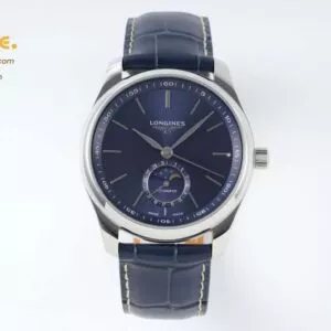 Master Moonphase SS APSF 1:1 Best Edition Blue Stick Dial on Blue Leather Strap AL899